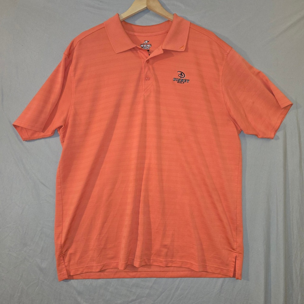 Ahead Disney Golf Polo XL Mens Orange Short Sleeve Striped Extreme Performance